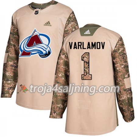 Colorado Avalanche tröja Semyon Varlamov 1 Adidas 2017-2018 Camo Veterans Day Practice Authentic - NHL Tröjor Herr